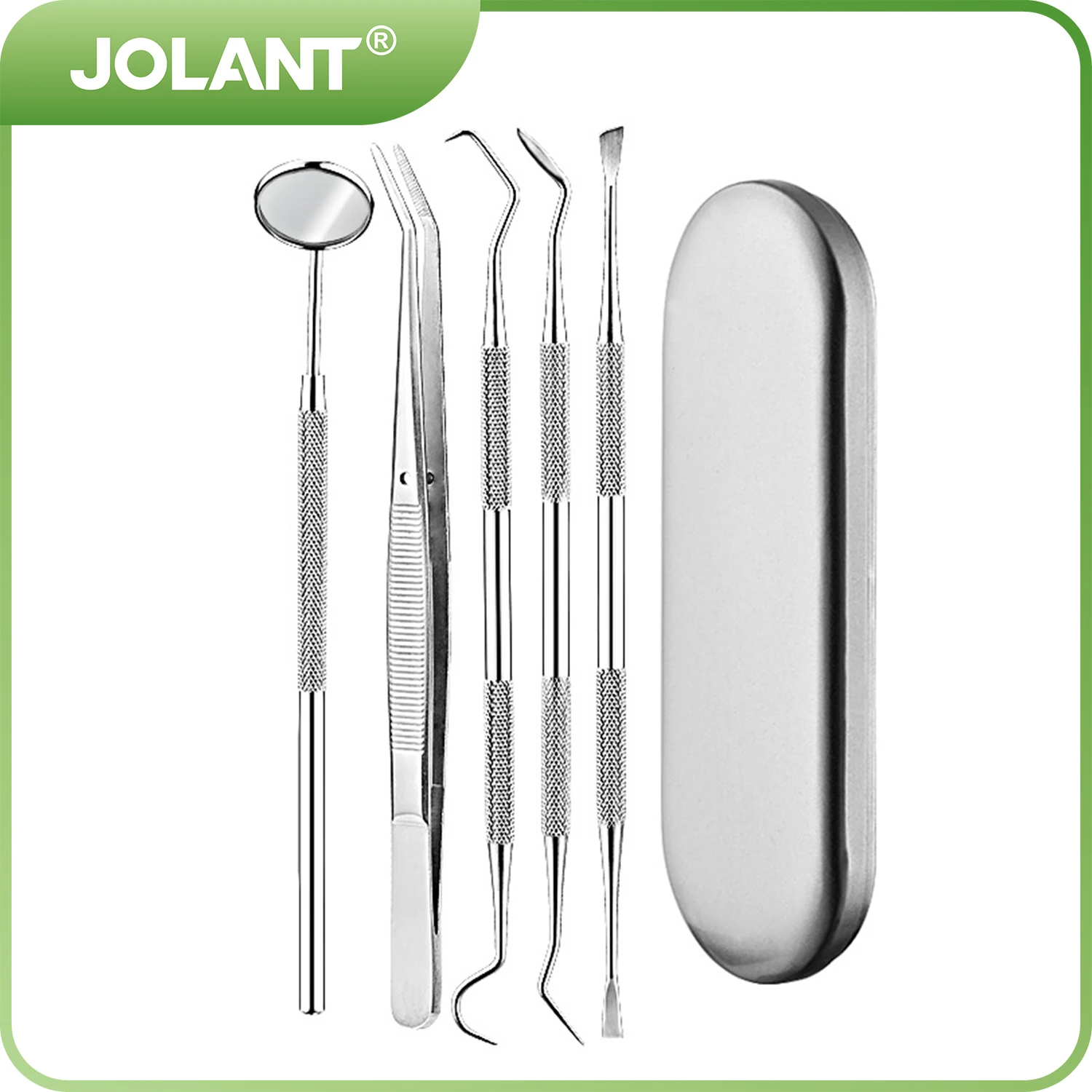 

JOLANT Dental Mouth Mirror Stainless Steel Tweezers Elbow Probe Dentist Instrument Teeth Cleaning Whitening Dentistry Tools Set