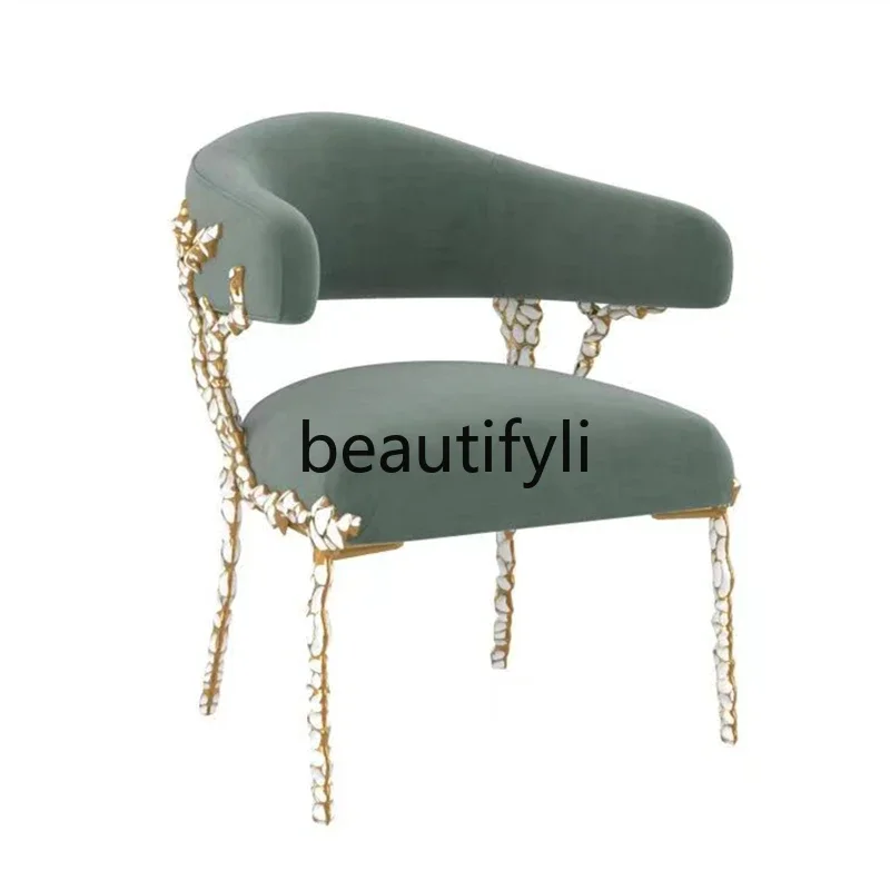 

02American light luxury coral garden decorative chair French art sofa fabric leisure negotiation chair