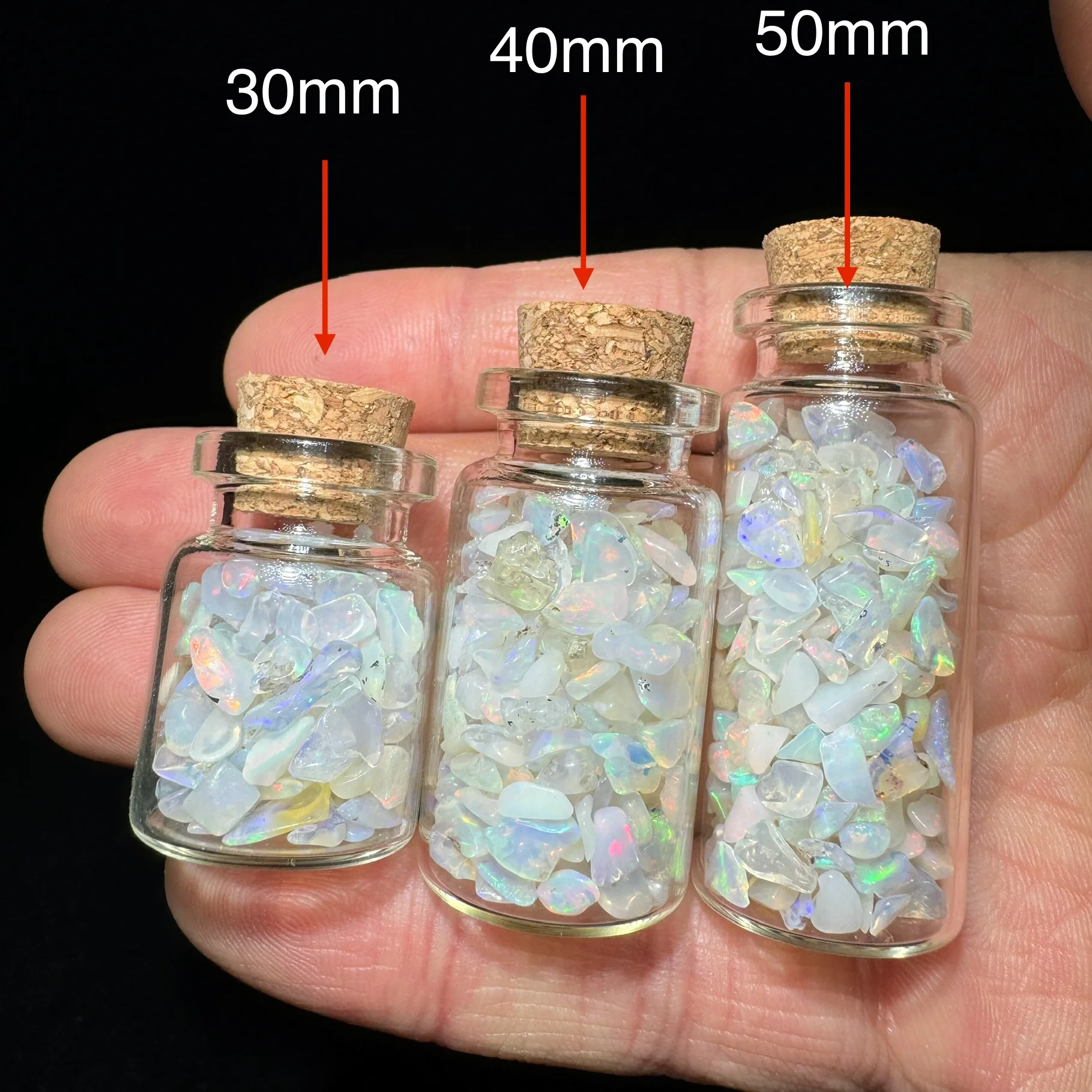 Gravier d'Opale d'Éthiopie Naturelle Polie et Colorée, Gemme en Bouteille, Cristal de Quartz Minéral de Guérison, Décoration DIY pour la Maison et le Bureau