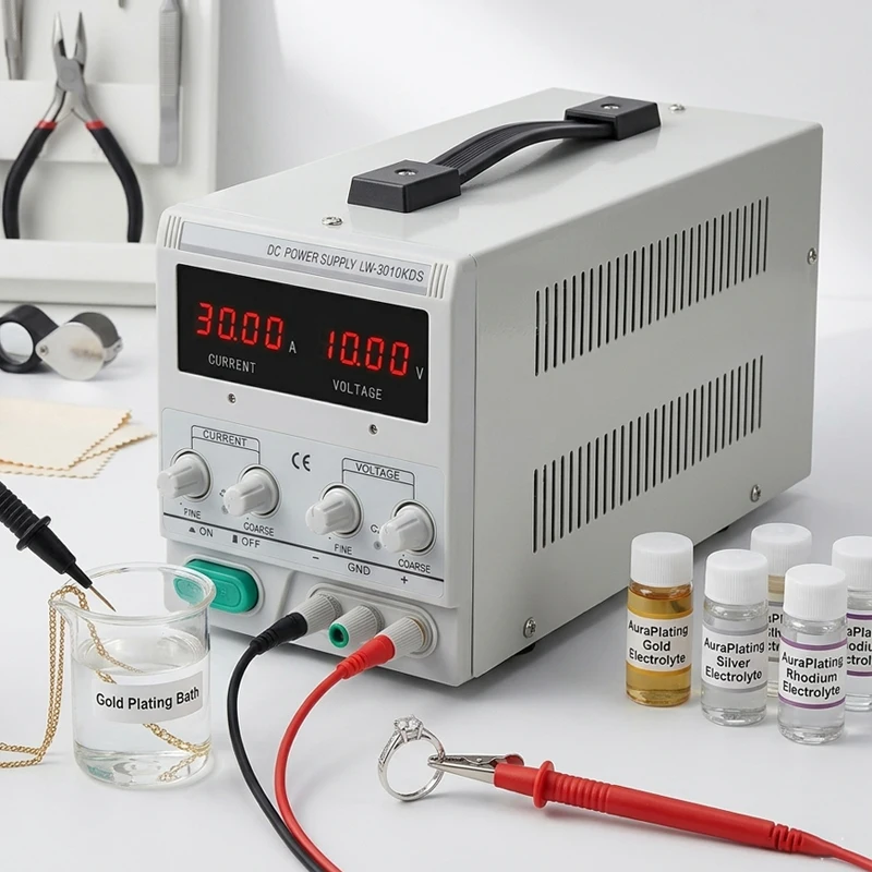 30V 10A LW-3010KDS Stepless Adjustable DC Rectifier Jewelry Pen Electroplating Machine for Gold Silver Rhodium Plating