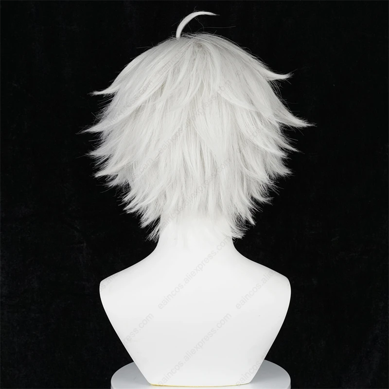 Peluca de Anime Seishiro Nagi para Cosplay, pelo sintético resistente al calor, color blanco plateado, 30cm