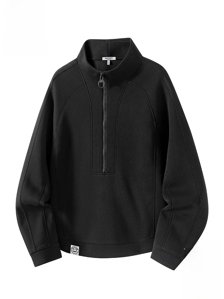 

PaulFrank Trendy Bla Sweatirt Men Loose Casual f High Collar Zipper Top Comfortable Cotton Polyester Blend Autumn Wear