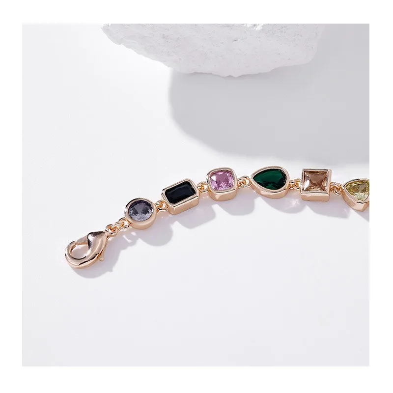 

Direct Supply Fashion Simple Crystal Bracelet Wuzhou Artificial Gemstone Bracelet Zircon Copper Bracelet Female
