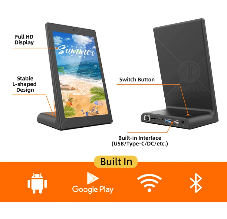 10.1Inch L Shape Desktop Android Tablet Touchscreen LCD Digital Signage Screen For Restaurant Store Advertising Menu Display