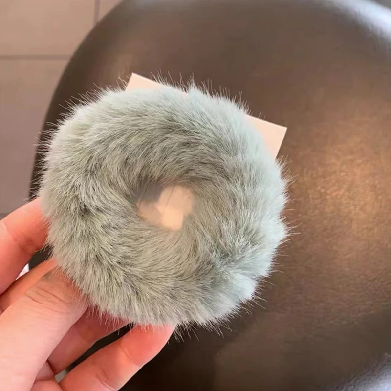 Fashion Faux Rabbit Fur Winter Hair Scrunchies Cute Ponytail Head Rope for Internet Celebrity French Onytail Holders Hair Decor