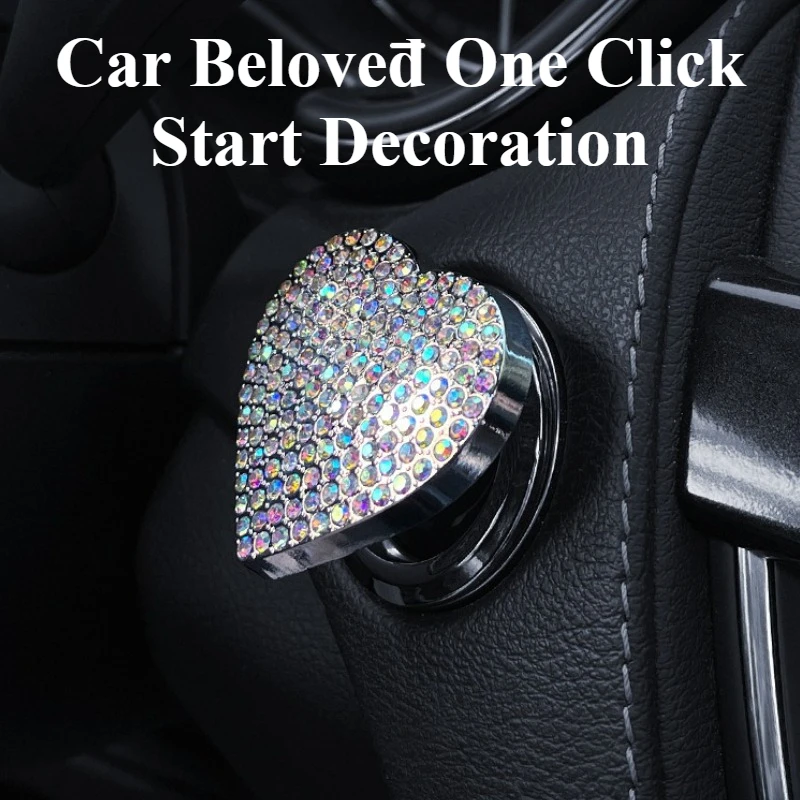 

Car beloved shape one key start decoration Onekey Start Stop Push Button Switch Protective Cover Auto Accessories Interior Decor