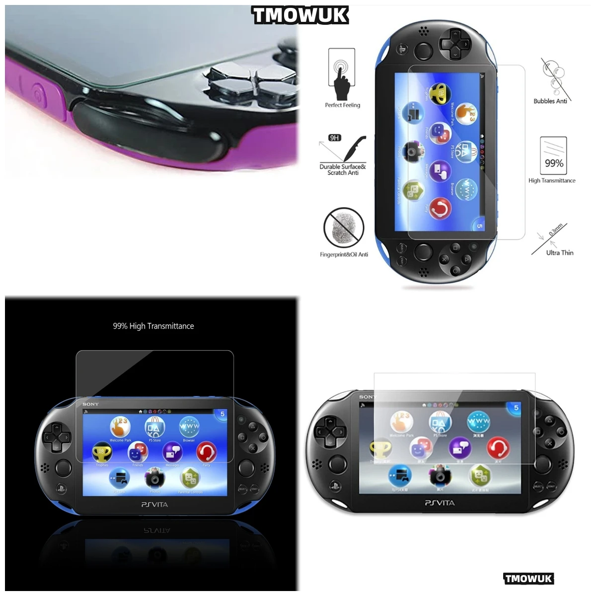 

Protective Tempered Glass Film For Sony PS Vita 1000 PS Vita 2000, Anti-Fingerprint Coating, Effortless Application