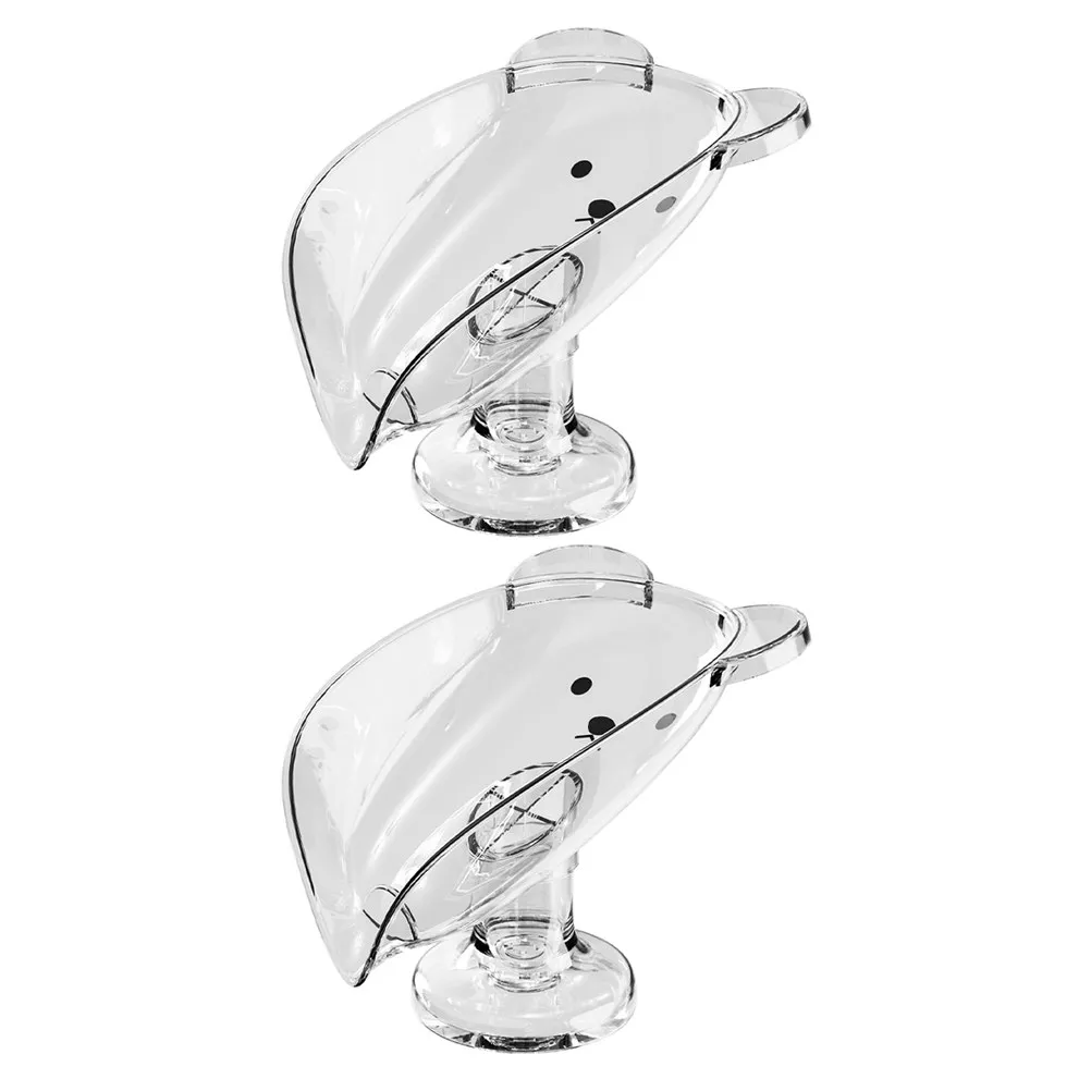 2Pcs Transparent Soap Holder with Powerful Suction Cup Bar Soap Dish for Shower Bathroom Self Draining Tray Anti Slip Design