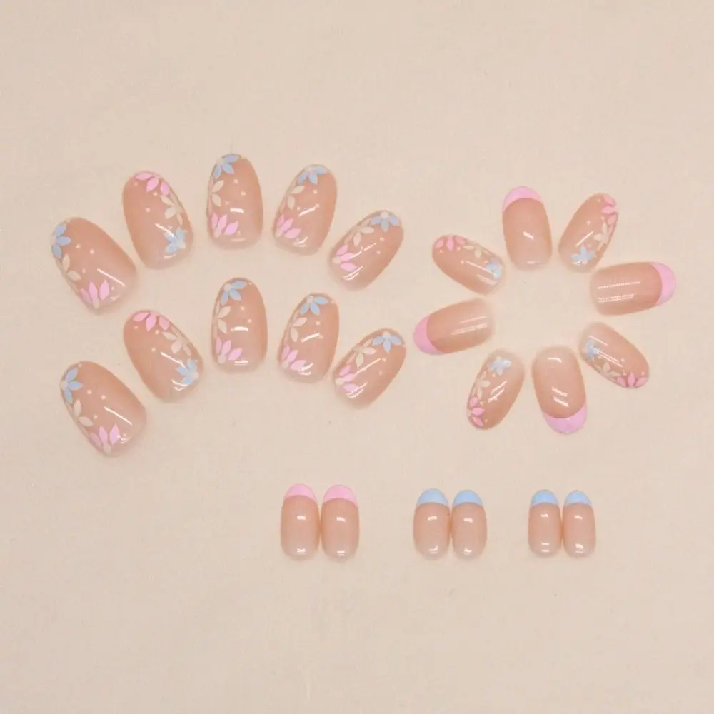 Odpinane Długie Owalne Sztuczne Paznokcie Francuski Manicure Czarny Brzeg Sztuczne Paznokcie Pełne Pokrycie Brokatowe Końcówki do Paznokci do Salonu