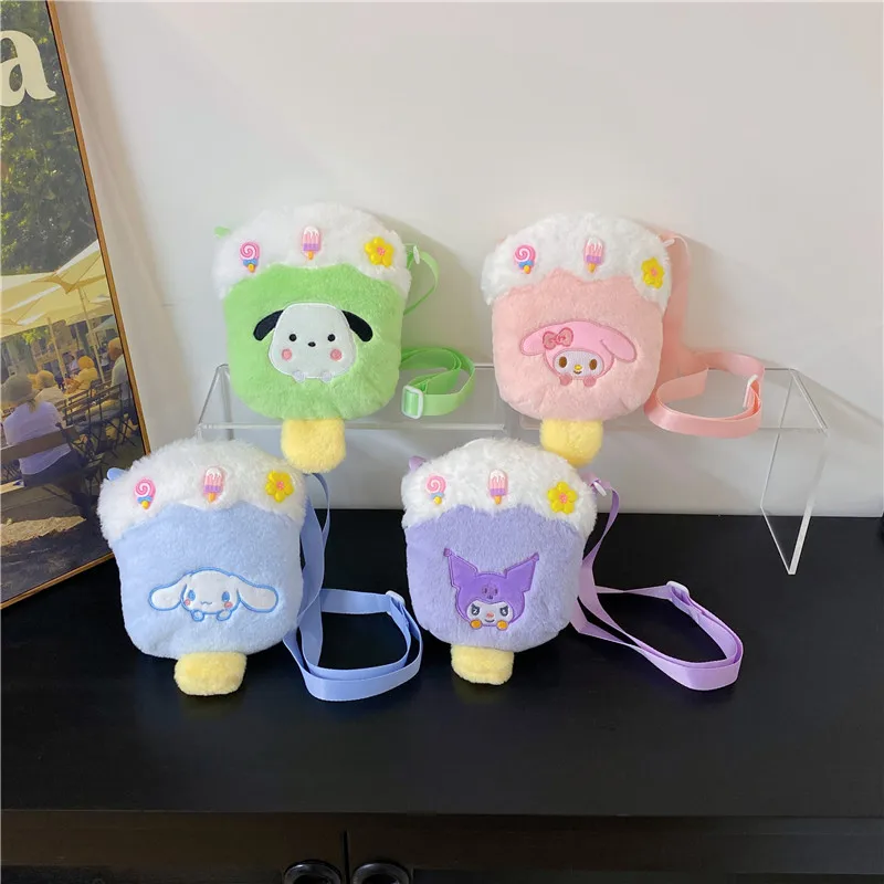 

Kawaii Sanrio плюшевая сумка через плечо игрушка Cinnamoroll Kuromi My Melody косметика для девочек Сумка через плечо кошелек для монет детские подарки