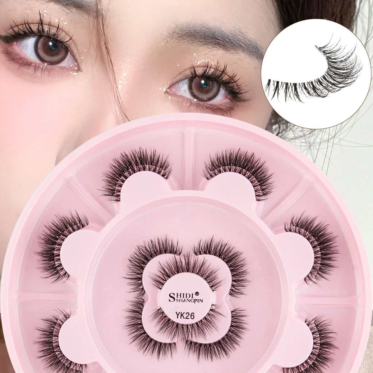YSDO 3D Mink Lashes Fluffy Cat Eyelashes Wispy Volume Lashes Natural Feathery Effect Lightweight Flexible Band Fake Lashe Makeup