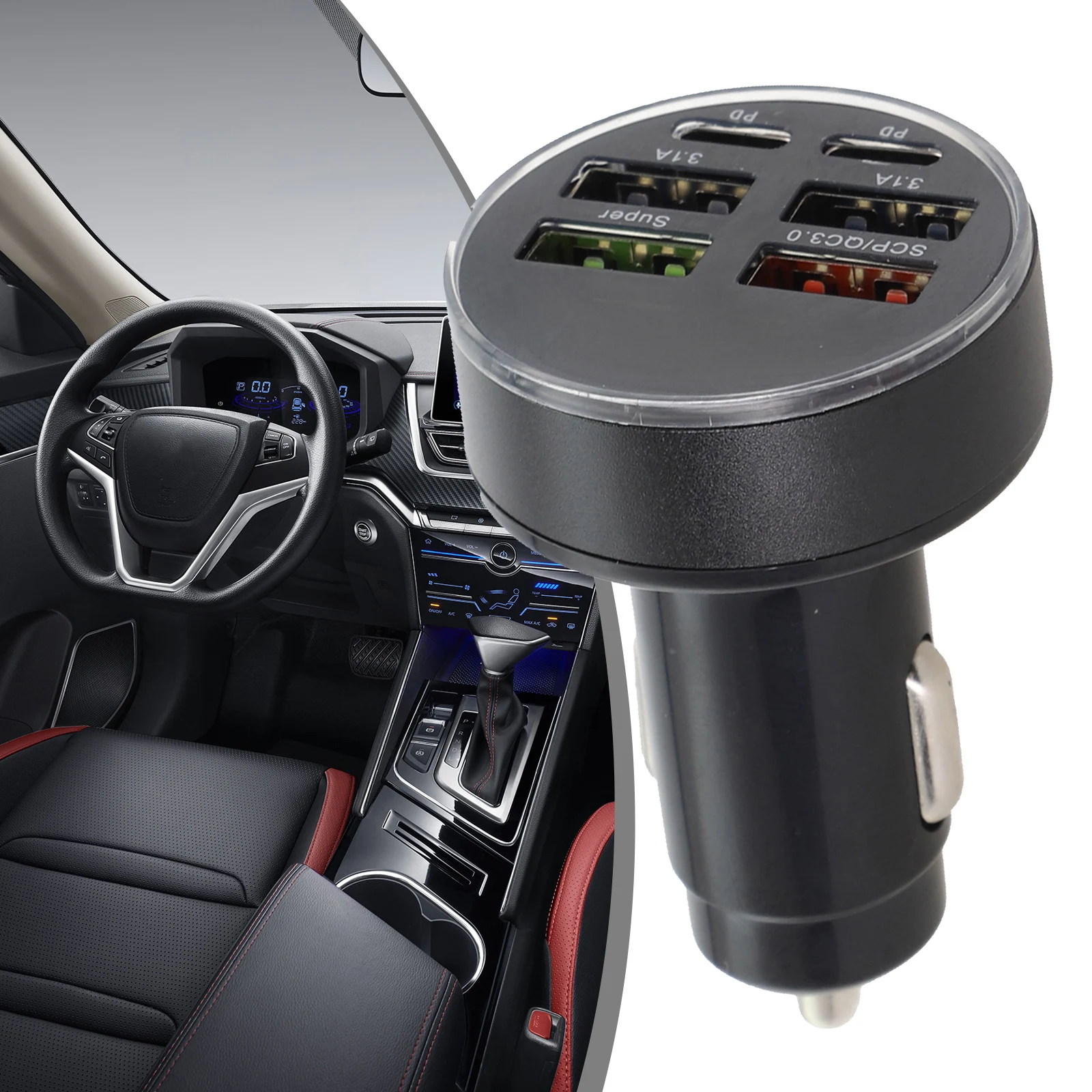 Fast Charging Type C Car Charger Charger Current Fast Charger High Gloss Shell Voltage Input Good Conductivity