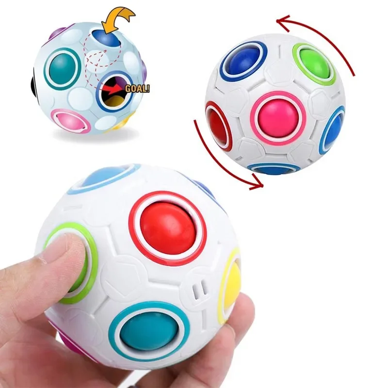 Magic Rainbow Puzzle Ball Speed Cube Ball Fun Stress Reliever Brain Teaser Color Matching 3D Puzzle Toy for Children Teen Adult