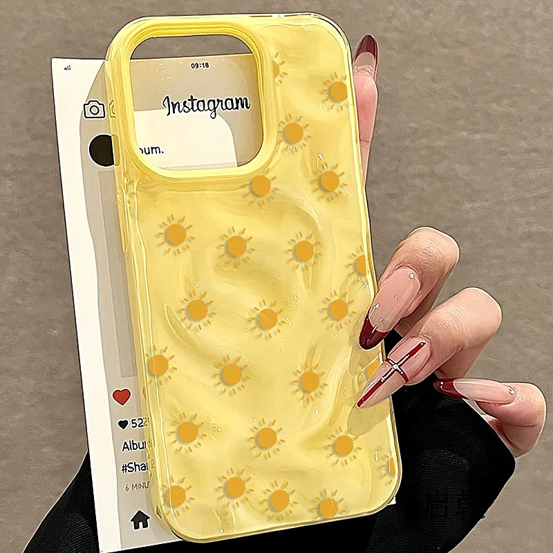 Kawaii Sun Meteorite Pattern Anti-fall Phone Case For iPhone 16 15 14 Plus 17 Air 17 13 12 Pro 14 15 16 11 Pro Max Bumper Cover