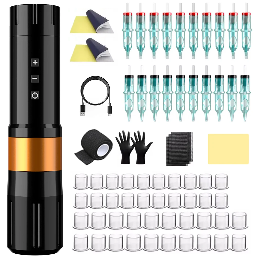 

Wireless Tattoo Pen Kit Complete Beginner Tattoo Kit Professional Rotating Tattoo Machine Pen 1500mAh Battery 5-12V For Tattoo