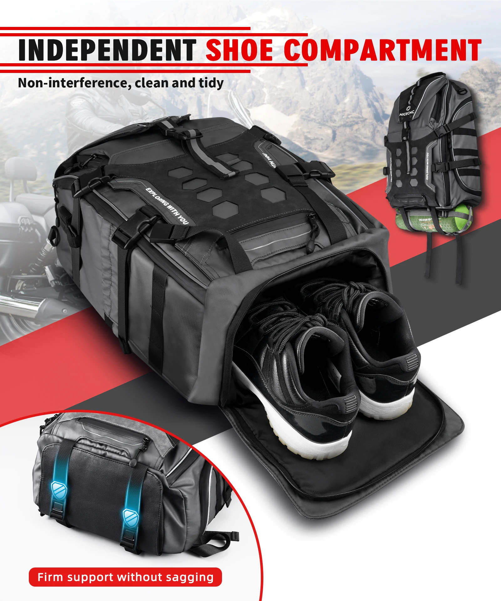 

Мотоциклетный рюкзак для мотоциклиста, водонепроницаемая сумка для хранения мотоциклетного шлема 35 л с USB-портом для зарядки, мужской рюкзак для путешествий