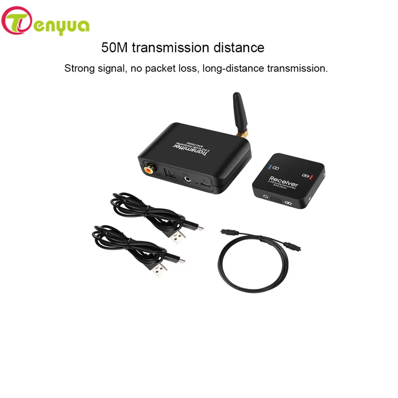 

50M 2 4ghz Wireless Wifi Audio Music Transmitter Receiver With 3.5mm R/L stereo Wireless adapter For AC-3/DTS/PCM TV Computer CD