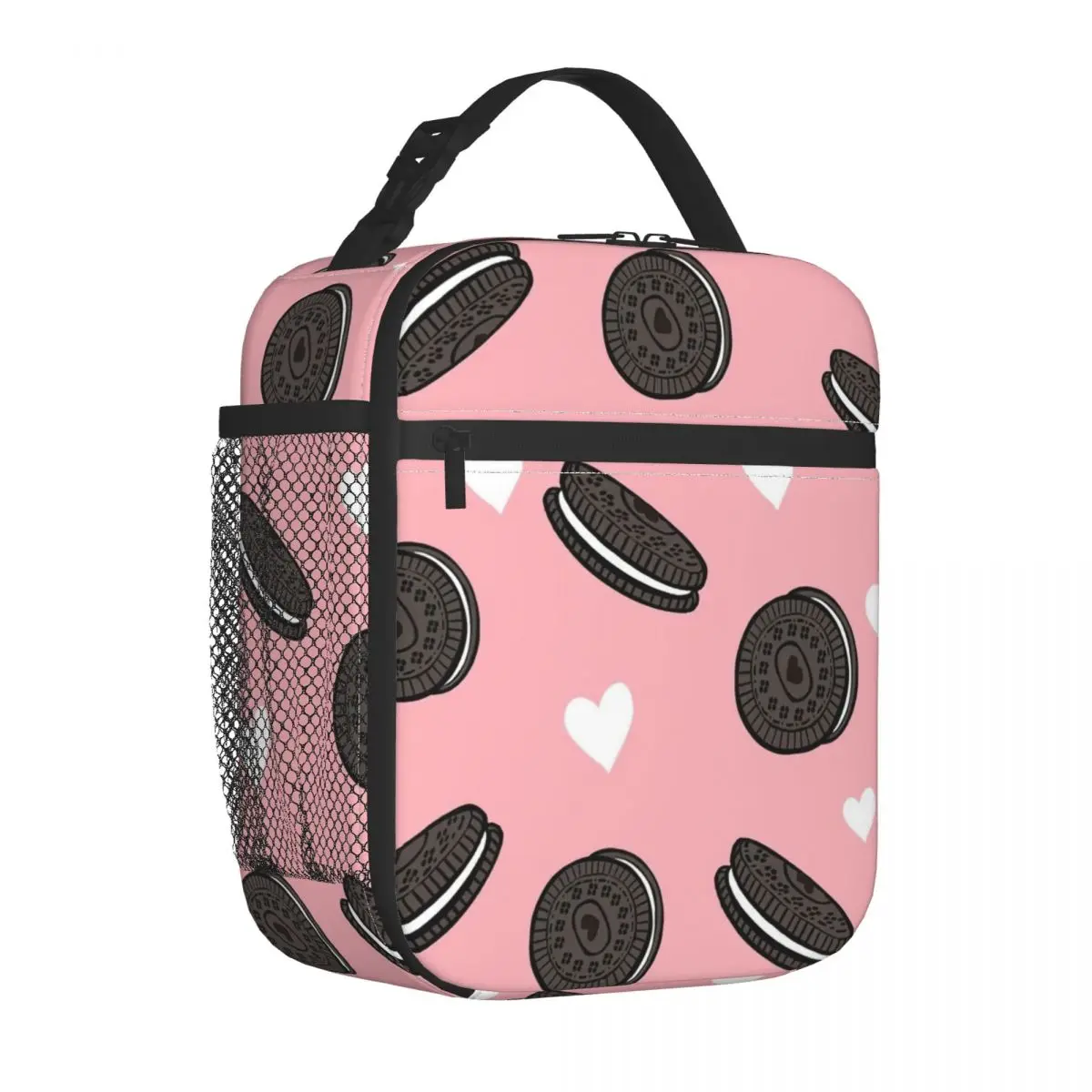 Pink Cute Cookies Insulated Lunch Bag Cooler Bag Reusable Lunch Container Food Tote Lunch Box Food Storage Bags Work Travel