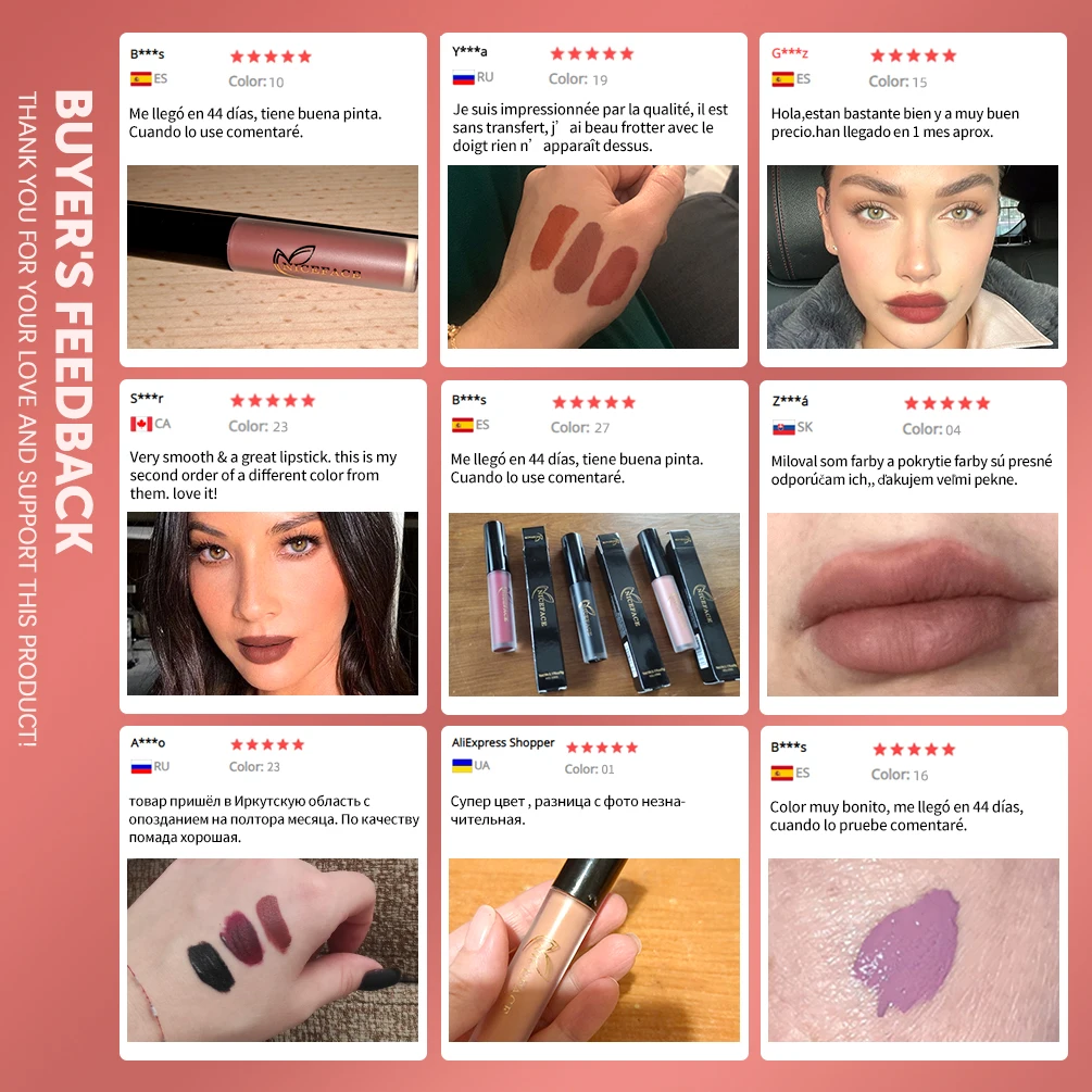 NICEFACE-pintalabios líquido de 29 colores, maquillaje resistente al agua, brillo de labios rojo mate, tinte de labios desnudo de larga duración,