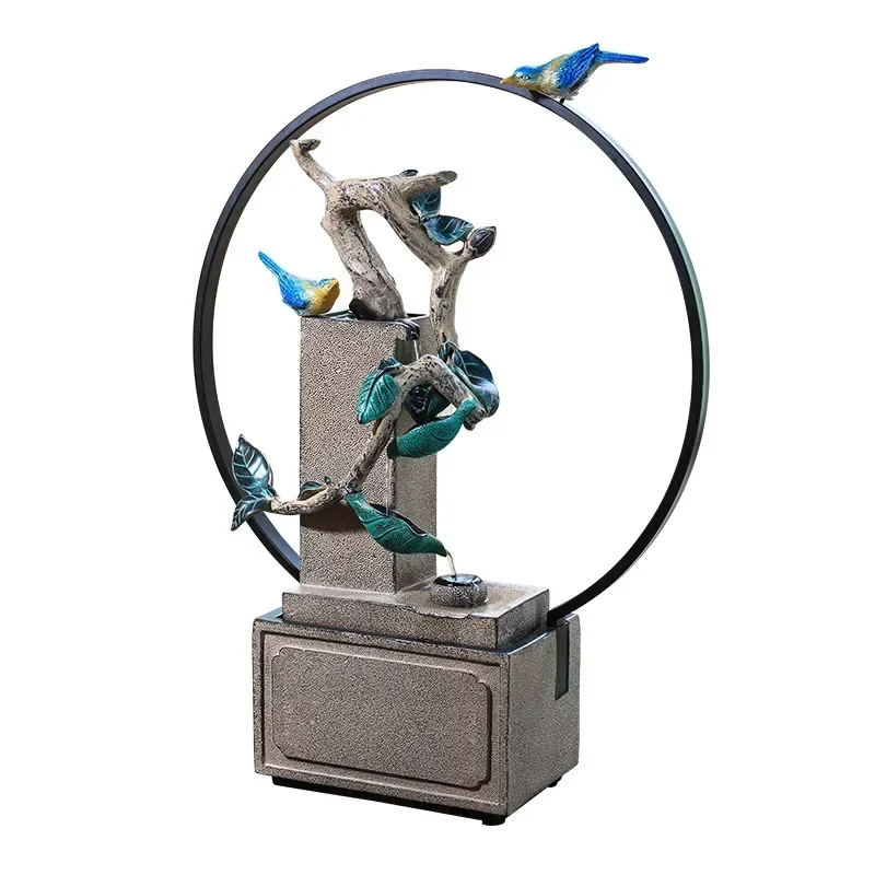 Montaña Artificial y fuente, decoración de paisaje acuático, planta bonsái, humidificador, mueble de TV, escritorio