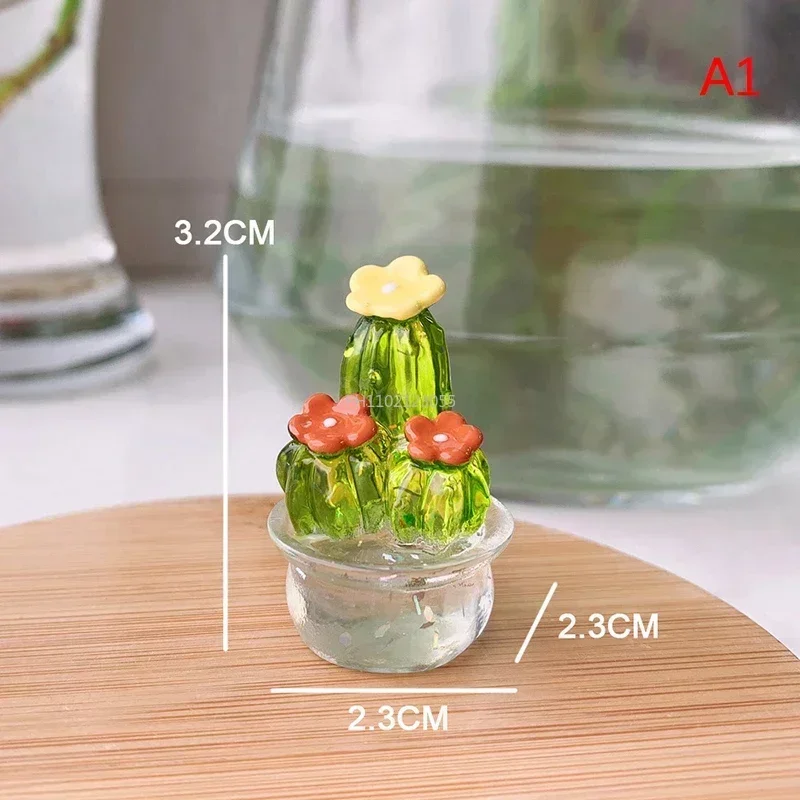 

4pcs/1pcs Mini Cactus Figurines Ornaments Cactus Bonsai Decor Sculptures and Figurines Desktop Ornament Car Home Decoration