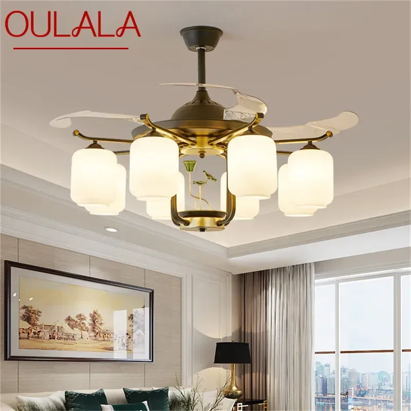 

OULALA Modern Stealth Fan Light Luxury Living Room Restaurant Bedroom Ceiling Fan Light Remote LED Electric Fan Light