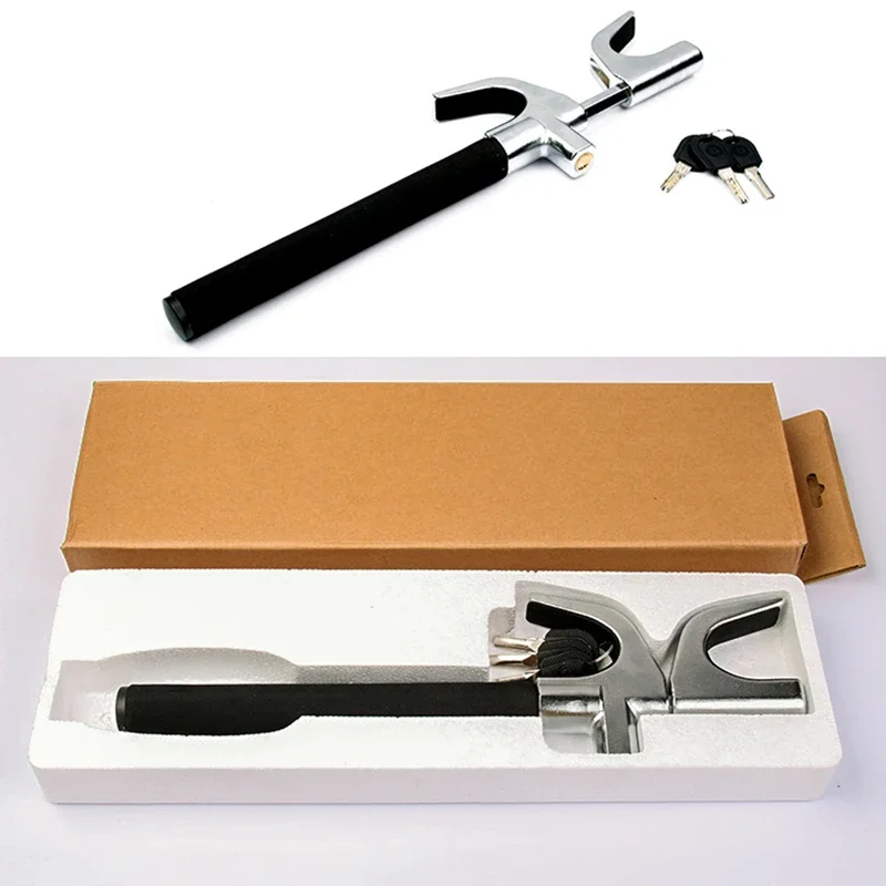 1 Pc Universal Adjustable Automobile Anti Theft Steering Wheel Lock for Car SUV Truck Durable Retractable U Shape Stainless Lock