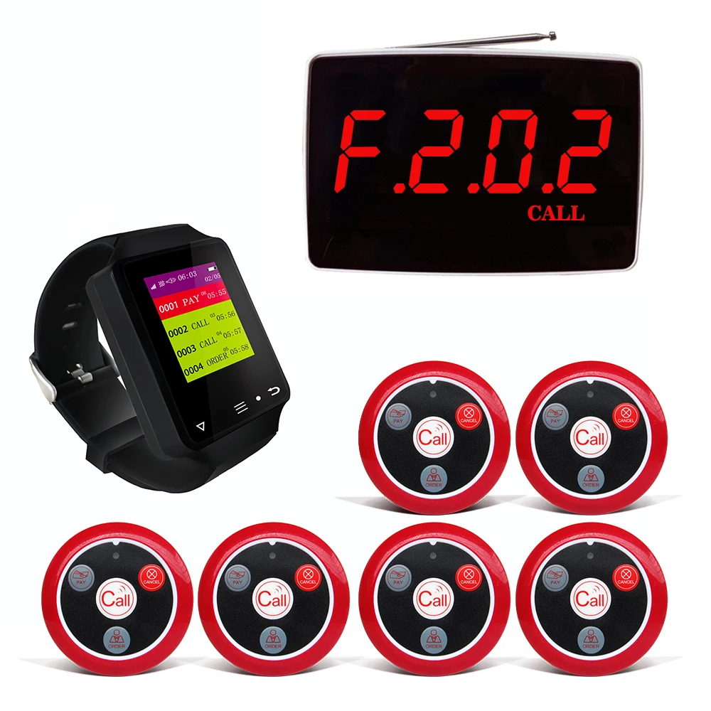 restaurant cafe hotel room service call system Smart wireless wrist watch pager receiver with 10 call buttons