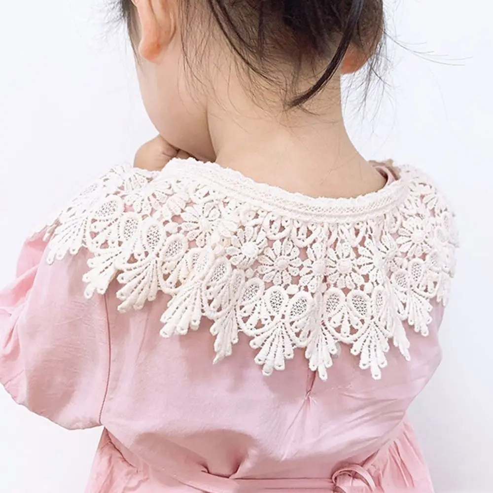 Detachable Kids Girls Lace Scarf Shawl Hollow Embroidered with Shoulder Straps Neckwear 3-8Y Child Clothes Accessories