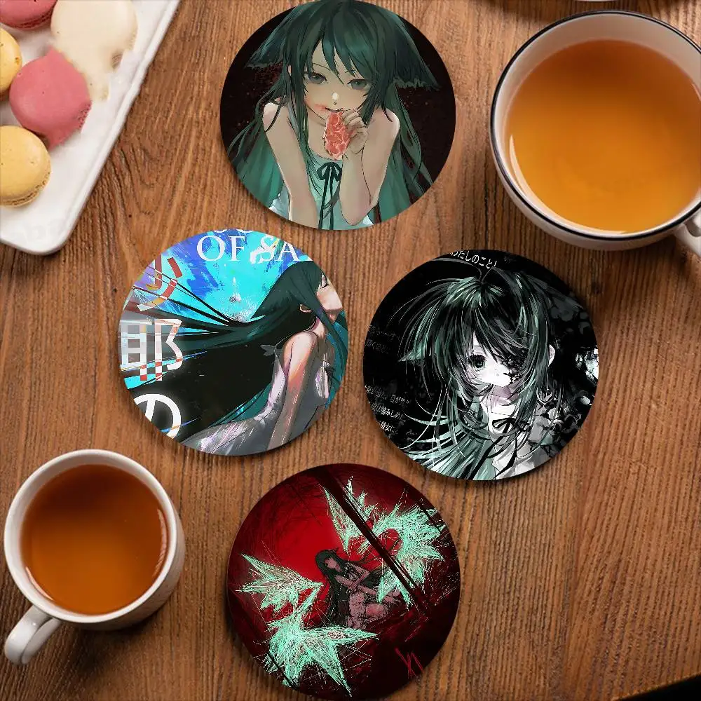 S-Saya no Uta The Song of Saya Wooden Coaster Colour Printing Cup Mat Home Desk Decoration Gifts