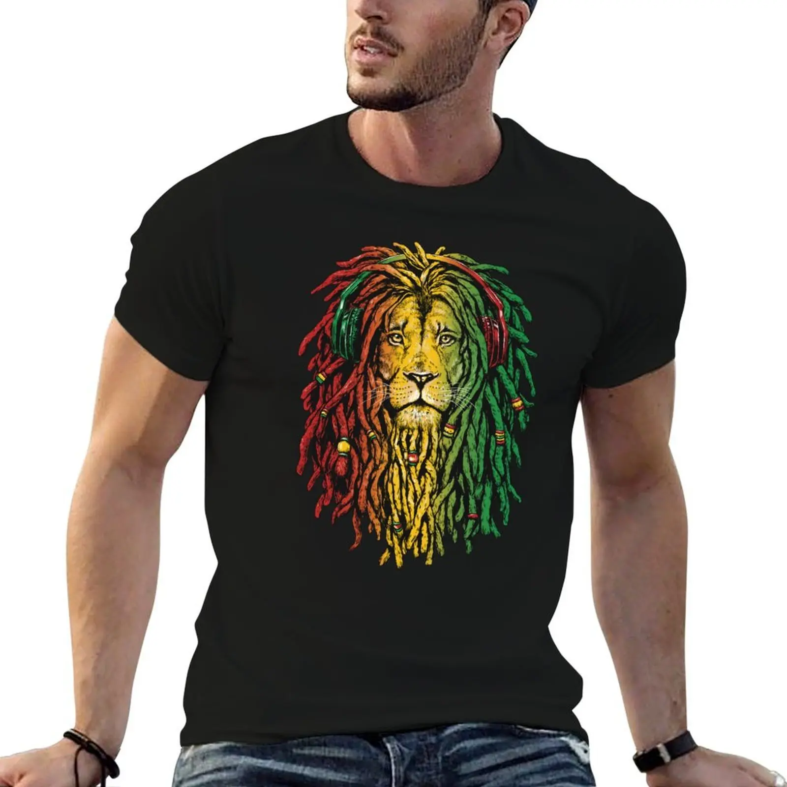 Rasta lion T-Shirt man t shirt cotton funny t shirts dark humor t shirt man designer T-shirt