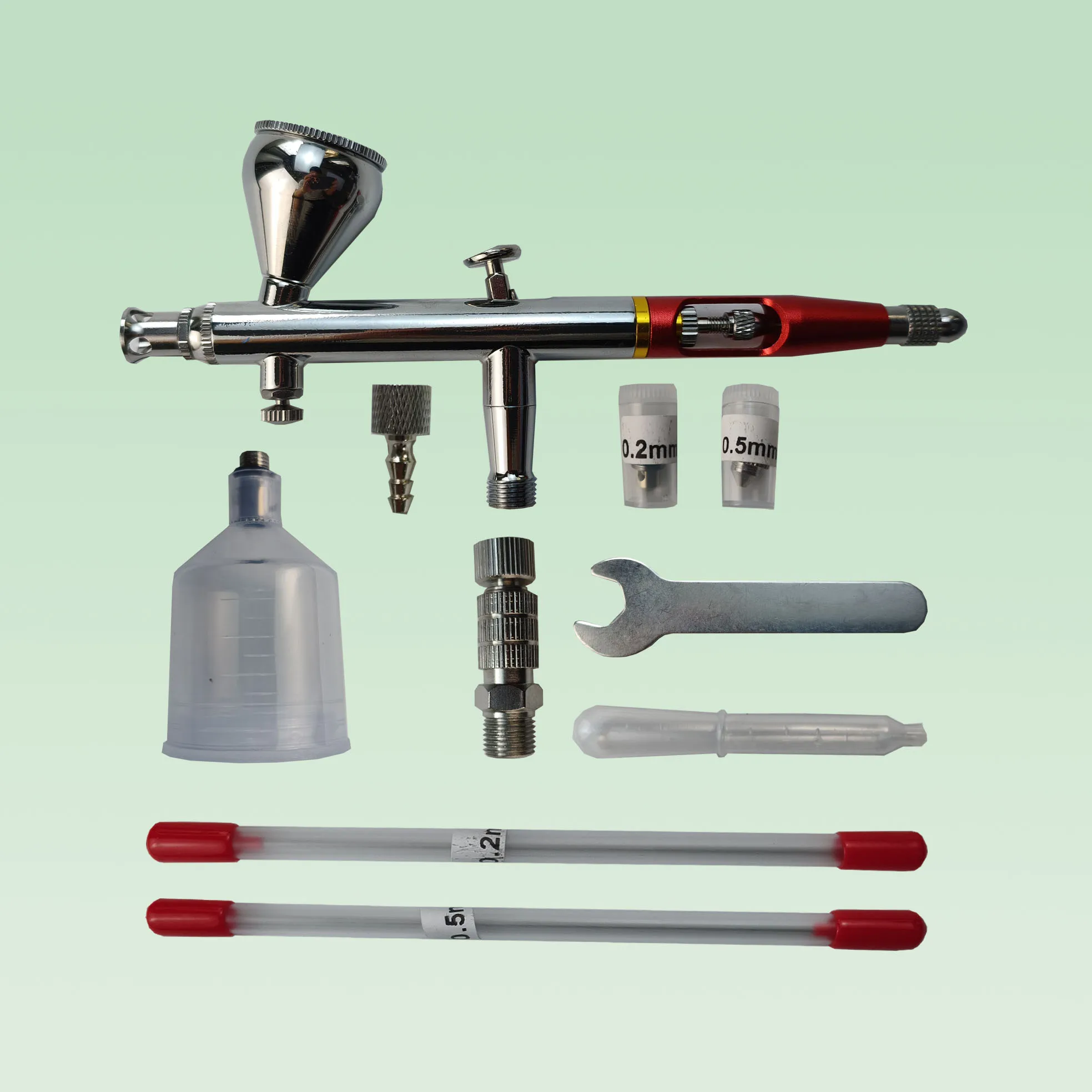 AB180 Dual-Action Gravity Airbrush Kit, 0.2/0.3/0.5mm Nozzles, for Art Painting, Model & Car Paint Repair