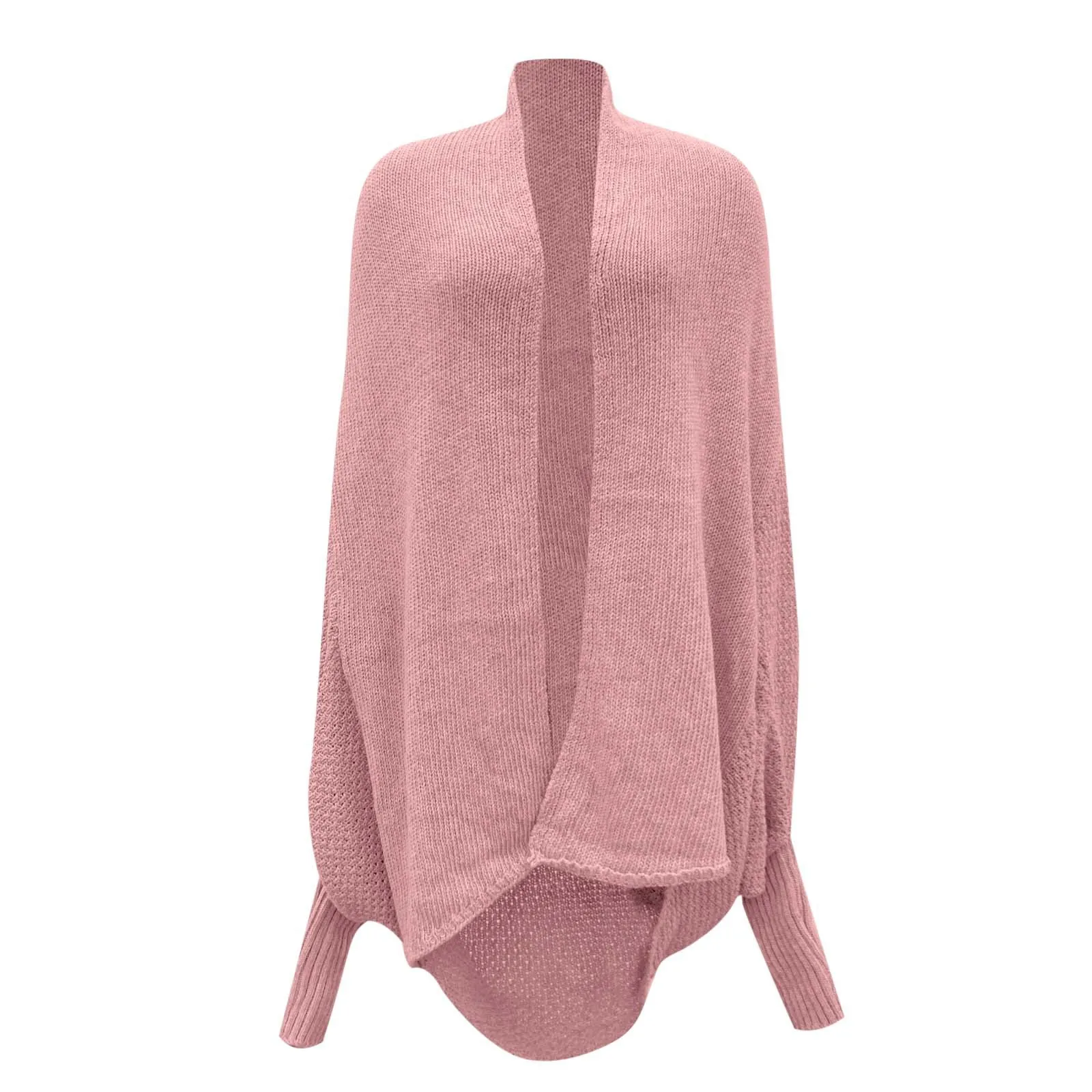 2024 Autumn Winter Women's Knitted Sweater Solid Color Bat Sleeve Long Cardigan Sweater Simple Versatile Knitwear Cardigan