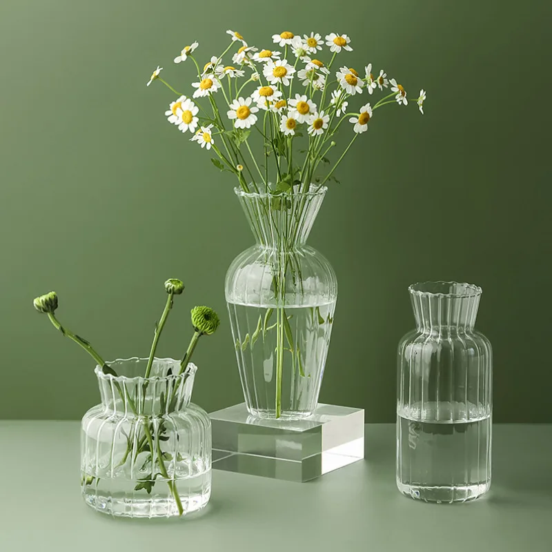 Nordic Glass Vase Home Decoration Accessories Ins Transparent Plant Hydroponic Bottle Living Room Wedding Table Decor Vases