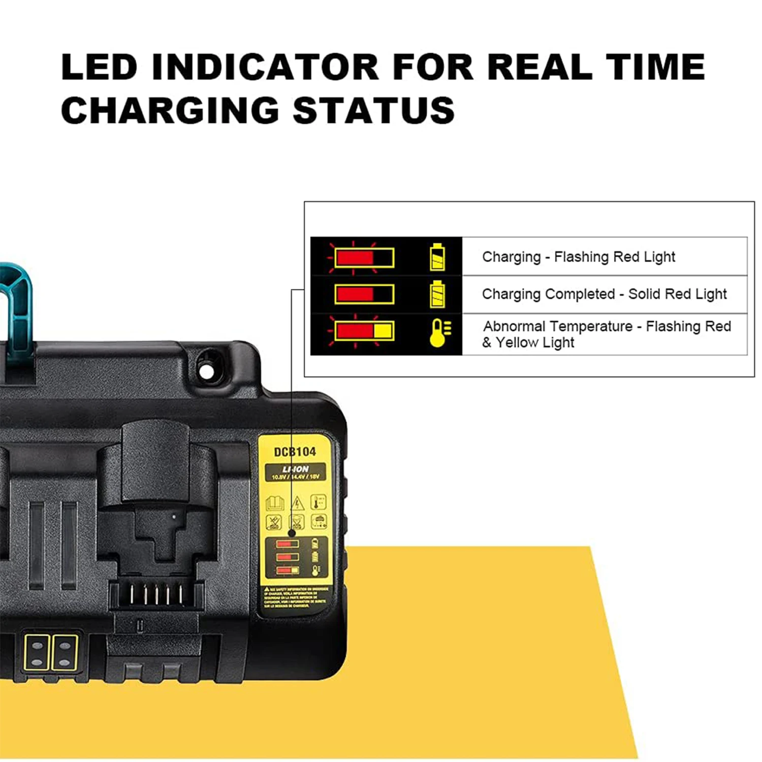 Cargador de corriente rápida para Dewalt, dispositivo con 4 puertos, 3A, 10,8 V, 14,4 V, 18V, 20V, batería de litio flexible, DCB112, DCB115, DCB104