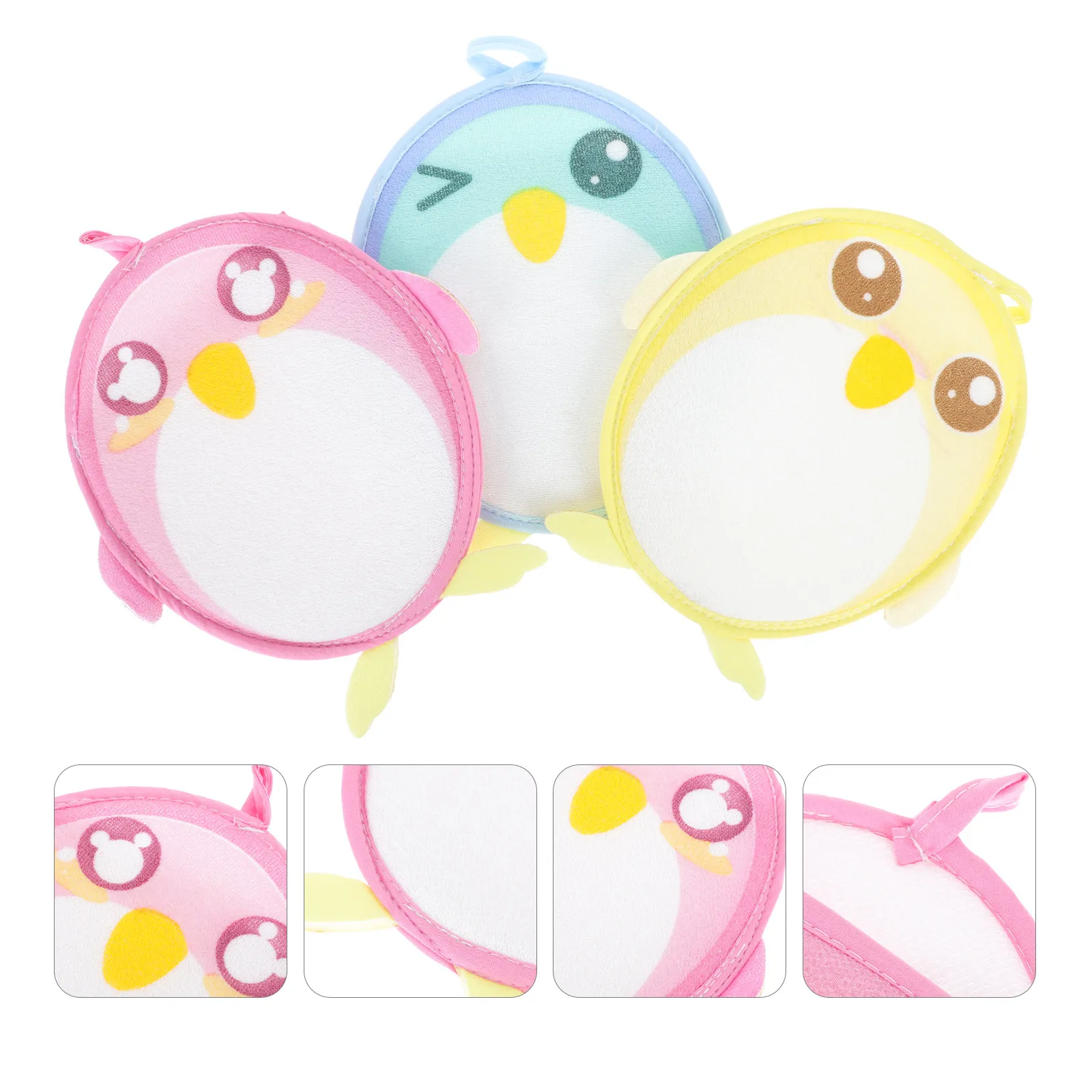 

3pcs Children Bath Towel Penguin Cartoon Animal Shape Foaming Bubble Maker Kids Tools Durable Easy Clean Shower
