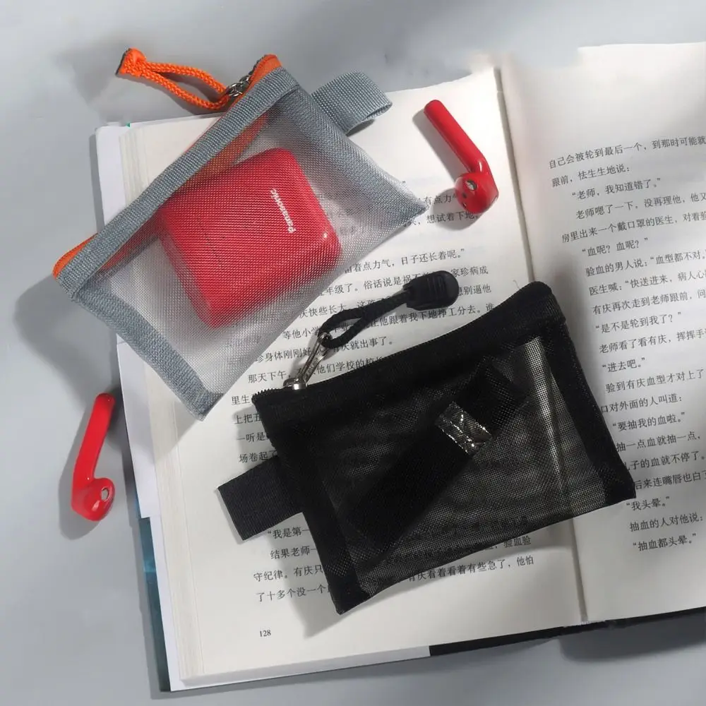 Change Storage Bag Mesh Zipper Bag Card Bag Small Item Bag Transparent Nylon Coin Bags Sanitary Napkin Storage Bag