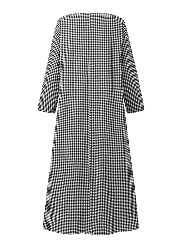 ZANZEA-Robe d'été à carreaux à manches longues pour femmes, Robe maxi décontractée, Vintage, Vacances, Mode, Automne, 2024