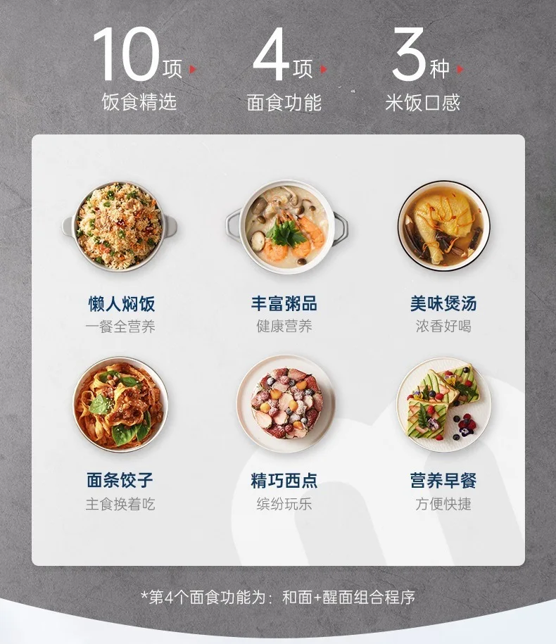 多機能炊飯器 家庭用 小型 3L 二重胆 炊飯・スープ両用炊飯器 スマート生地ミキサー パン焼き機