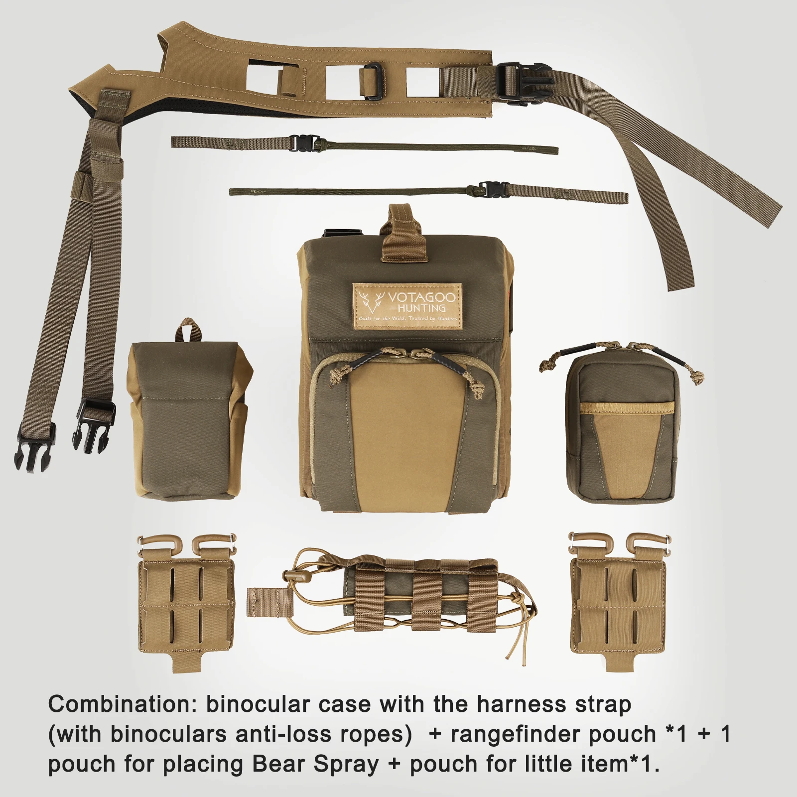 VOTAGOO Binocular Harness Case, Bino Chest Pack with Magnetic Closure and MOLLE System, Water-Repellent for Hunting Outdoor - view 3