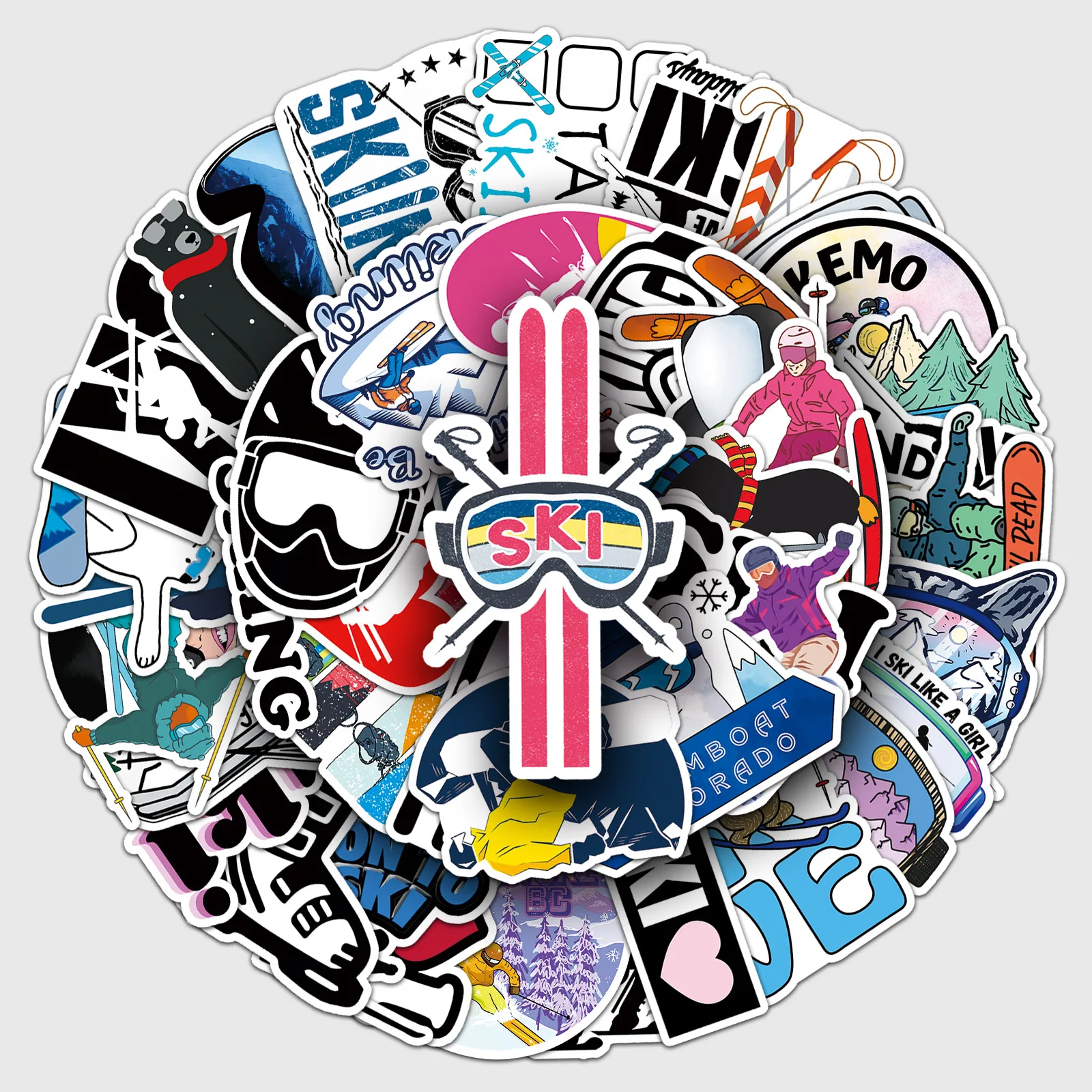 50PCS Sport Ski Aufkleber Persönlichkeit Dekoration Roller Handy Fall Wasser Tasse Fahrrad Wasserdichte Graffiti Aufkleber Spielzeug