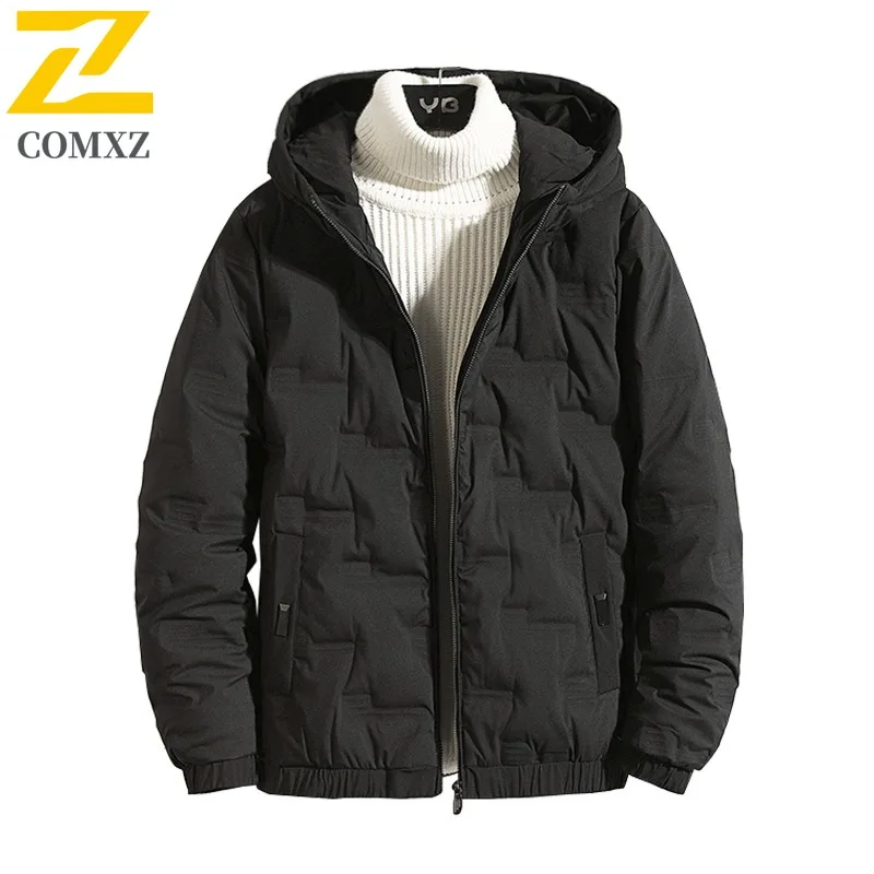 COMXZ Puffer Jacket Warm  Windproof Stand Collar Travel Parker Coat Snowy Versatile Cold-Resistant Winter Jacket Men's Clothing