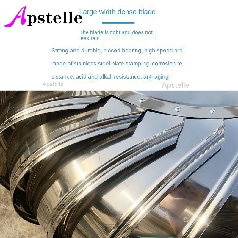 APSTELLE 304 Dissipation Ventilation Exhaust Fan Stainless Steel Unpowered Hood Roof Ventilator Plant Flue Breeding Heat