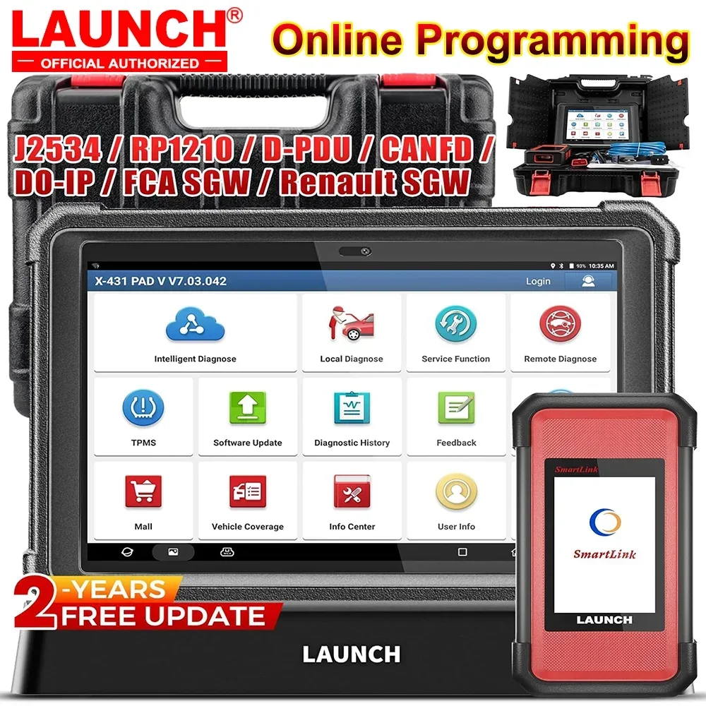 2024 New- LAUNCH X-431 PAD V Elite 10inch Car Diagnostic tools J2534 Online programming DOIP CAN FD ADAS Smartlink C SCN Coding