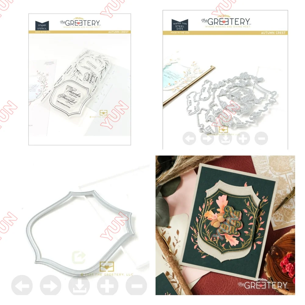 

August New Autumn Crest Metal Dies Silicone Stamps Stencil DIY Scrapbooking Paper Handmade Album Stamp Die Sheets Greeting Card