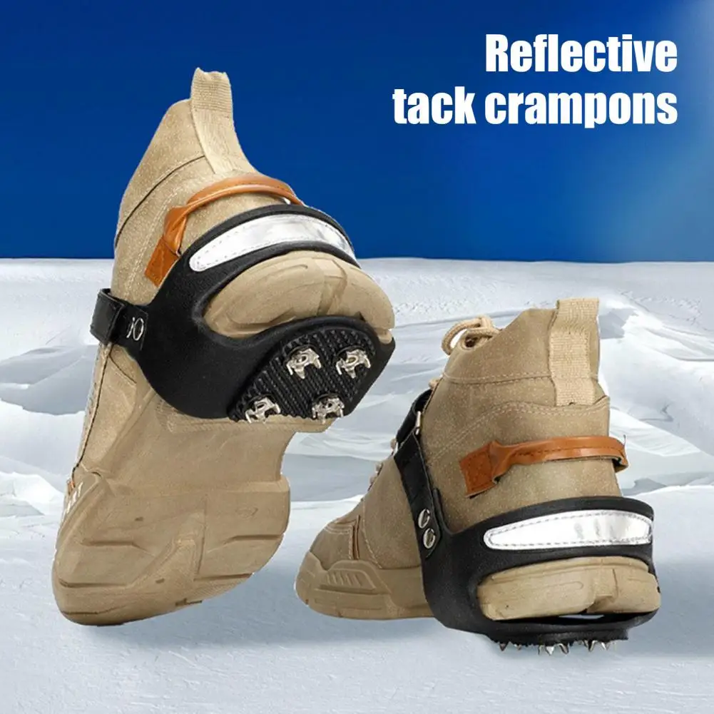 Stainless Steel Crampons Ice Snow Traction Cleats Anti-Skid 5 Point Ice Gripper Spikes for Walking Hiking Outdoor Winter Sports