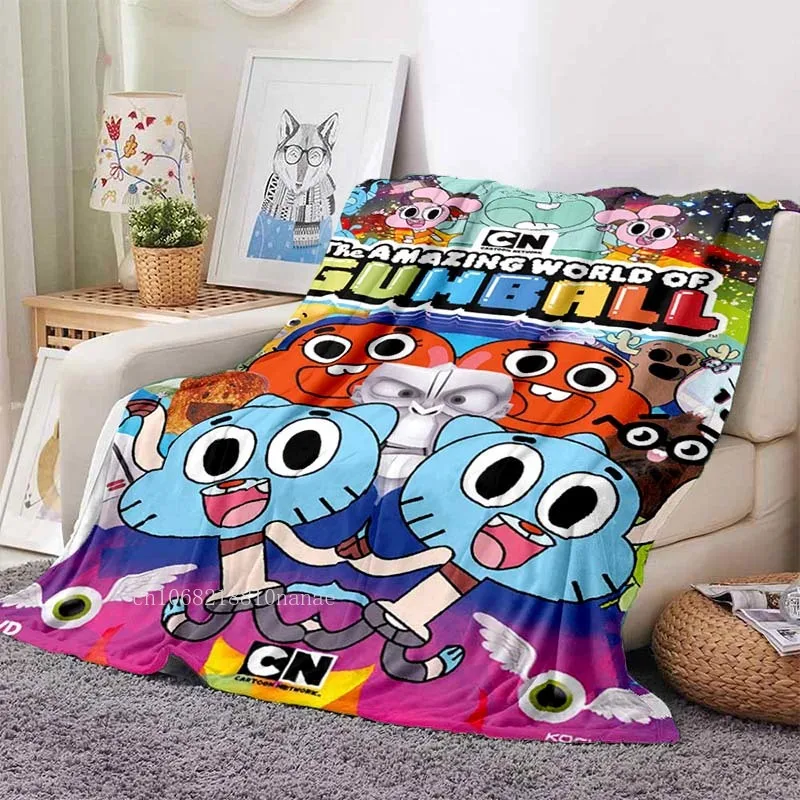 Kawaii The Amazing Funny W-world of Gumball Soft Plush Flannel Blanket Cartoon Bed Couch Picnic Warming Cover