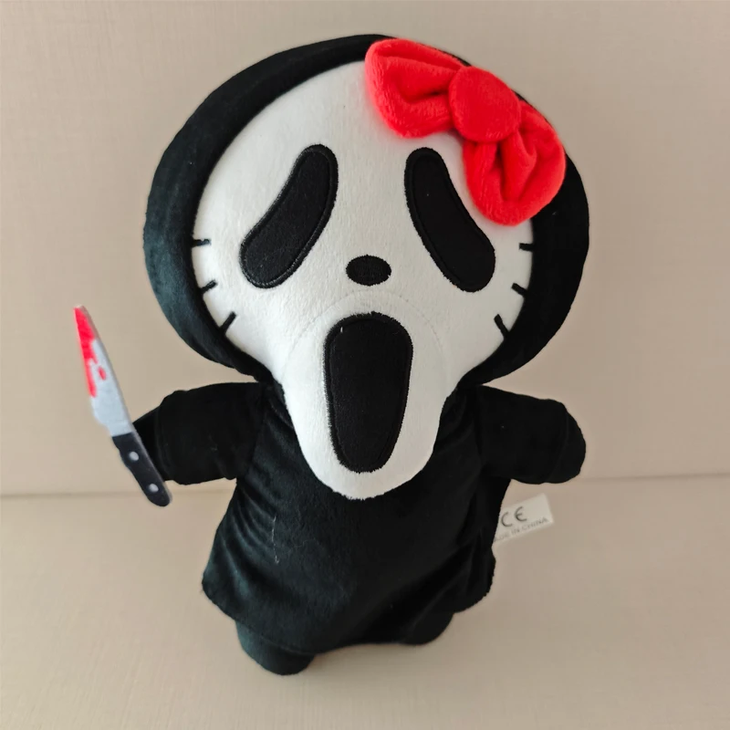 New Ghost Facing Plush Toy Cool Ghost Cat Cartoon Killer Stuffed Doll Horror Movie Soft Plushie Fun Halloween Decor Gifts