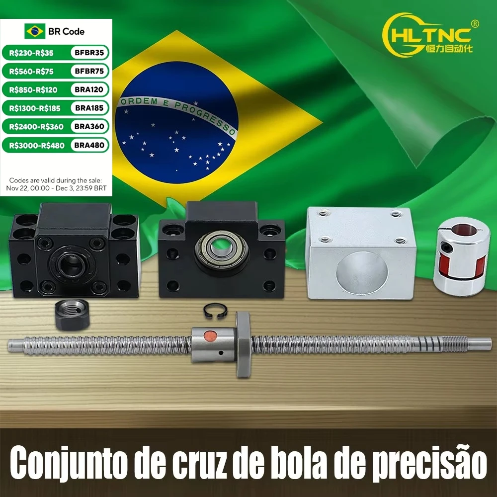 Brazil Shipped Ballscrew SFU1605 End Machined By BK12 BF12 Ball Screw With Nut Coupler Support Bearing For CNC Router