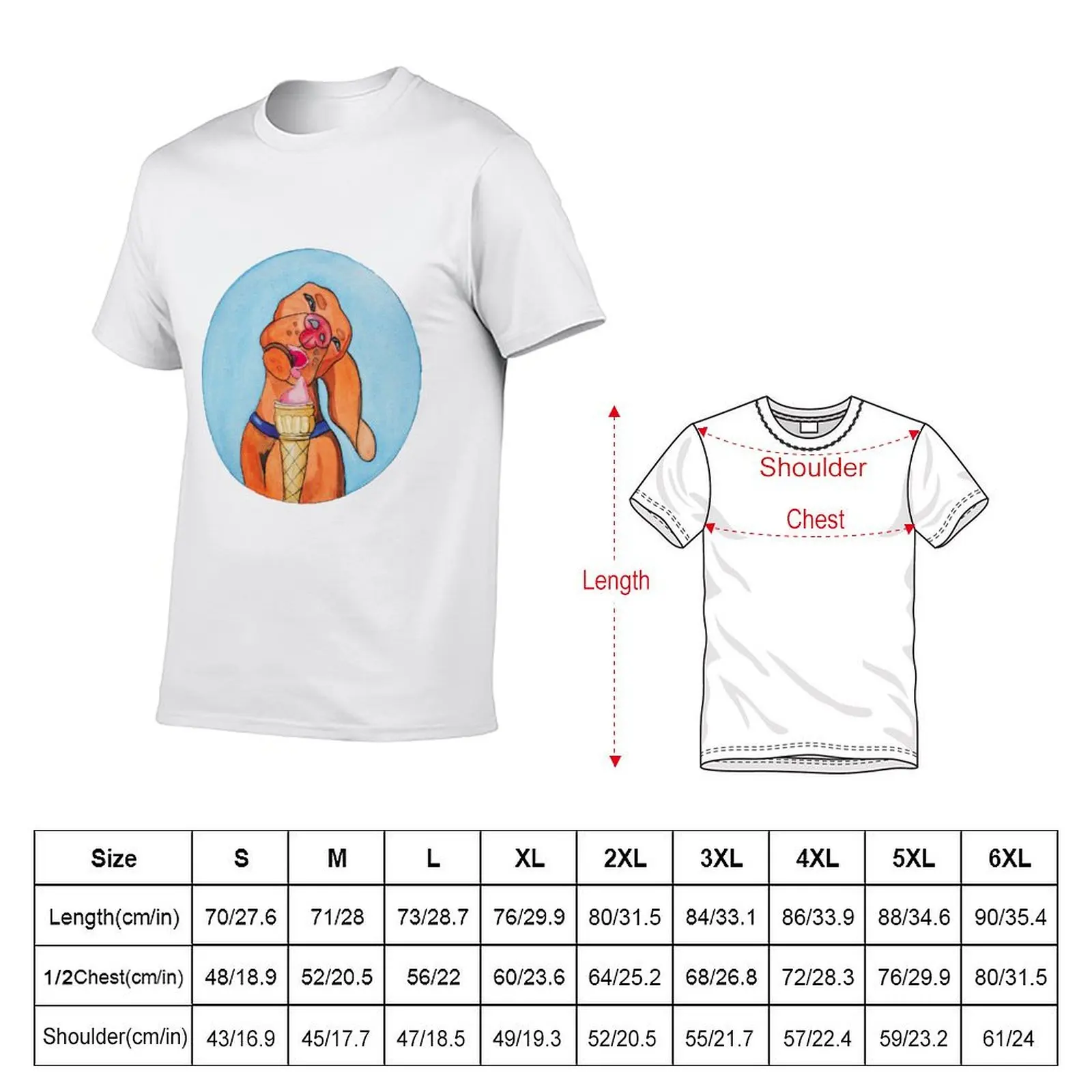 Hungarian short-haired pointer (magyar vizsla) with ice cream T-shirt anime clothes plain summer top mens funny t shirts